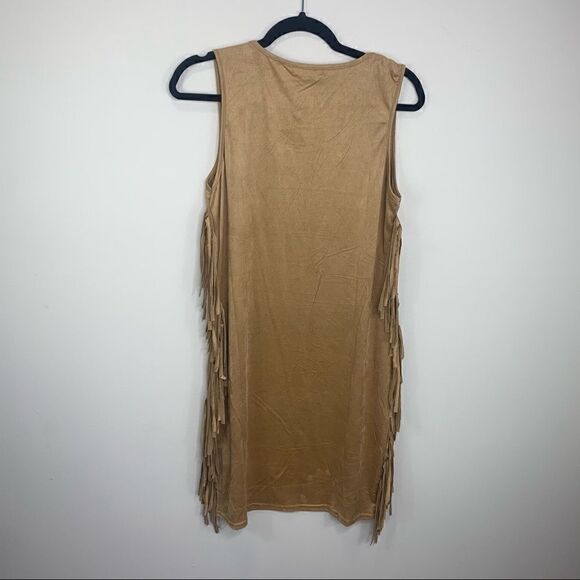 Christian Siriano camel fringe dress NWT Large (D1) - Picture 7 of 12